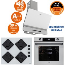 Afm Tech ve Ferre Markalı Aro Sessiz Turbo Dijital Beyaz  Ankastre Set (D081-SA +FM7701 +FM-BD2201)