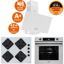 Afm Tech ve Ferre Markalı Arn Sessiz Turbo Dijital Beyaz  Ankastre Set (D087-SA +FM7701 +FM-BD2201)