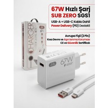 GUNKES 67W+6A Type-C Kablolu Turbo Ev Tipi Şarj Aleti Salise Gösterir