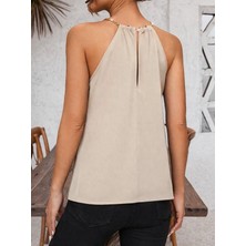 Emh Store Kadın Omuzlardan Açık Zincir Halka Detaylı Sandy Bluz