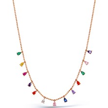 Kuyumcudükkanı Kuyumcudukkani  Multicolour Damla Taşlı KOLYE-20624-R-MIX