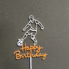 Liya3D Futbolcu Temalı Happy Birthday Pasta Süsü 17 cm – 3D Baskı Pla Sağlığa Zararsız Cake Topper