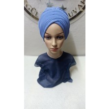 Ergül Hazır Duvak Indigo Mavisi Sarma Bone Duvak,hazır Duvak,düğün,hazır Şal,hazır Türban,abiye Şal,sünnet,nişan,söz