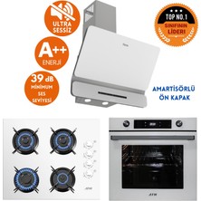 Afm Tech ve Ferre Markalı Alpi Sessiz Turbo Dijital  Beyaz  Ankastre Set (D081-SA + FM7701 +FM2201)