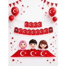 Dizayn Parti Evi Dzyn Türk Bayrağı Banner Seti Kırmızı Beyaz Flama Süs 23 Nisan Milli Bayram Süsü