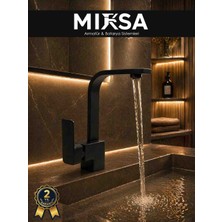 Mixsa Lüx Siyah Kare Lavabo Bataryası, Musluğu, Ağır Gövde Kaliteli