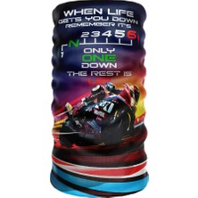 Crown Micro 1 Down 5 Up Vites Tasarımlı Motosiklet Bandana Yarışçı Motivasyon Boyunluğu Buff Kask Altı Balaklava