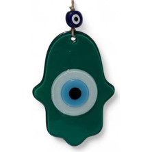 Hediyegeldi Fatma Ana Eli Büyük Nazar Boncuğu  Füzyon Cam Yeşil (Opak, 15 cm, 4 Mm)