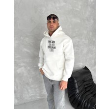 Amorluxe Kışlık Üç Iplik Kapşonlu Sweatshirt - Beyaz