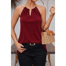 Bi Baksana Kadın Omuzlardan Açık Zincir Halka Detaylı Sandy Bluz