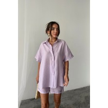 Amorluxe Gömlek - Şort Takım - Lila