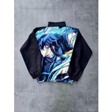 Amorluxe Fermuarlı Dijital Baskılı Rüzgarlık - Siyah