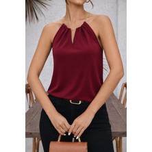 Gökyüzü Moda Kadın Omuzlardan Açık Zincir Halka Detaylı Sandy Bluz