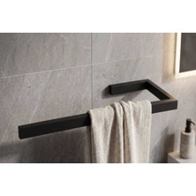 Isda Home Pratik Montajlı Siyah Metal Havluluk - Vidalı Sökülebilir Bar Sistemli - Modern Banyo Düzenleyici