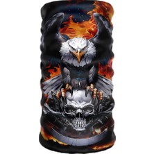 Crown Micro Kuru Kafa - Kartal Baskılı Bandana - Motosiklet Buff - Boyunluk, Maske, Kask Altı Balaklava
