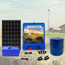 Hunter Profesyonel 500MT Domuz - Ayı Kovucu Elektrikli Çit Sistemi Güneş Panelli Lityum Akülü