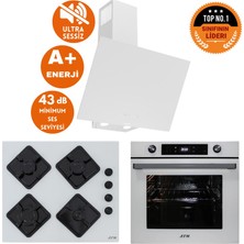 Afm Tech ve Ferre Markalı Agı Sessiz Turbo Dijital Beyaz  Ankastre Set (D078-SA +FM7701 +FM-BD2201)
