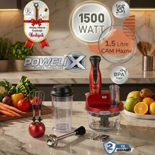 Tefal 1500W Yüksek Güç 1,5 Litre Cam Hazneli Buz Kırıcı Dilimleyici ve Rende 4 Bıçaklı Powelix Doğrayıcı Mutfak Robotu