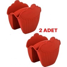 Trend Home Life 2 Adet Silikon Kırmızı El Tutmacı, Tutmaç, Tencere Fırın Eldiveni