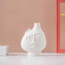 Magg Home Iskandinav Tarzı Geometrik 3 Boyutlu Yüz Şeklinde Dekoratif Biblo, Vazo