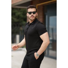 Amorluxe Erkek Fermuarlı Yaka Kısa Kollu Tişört