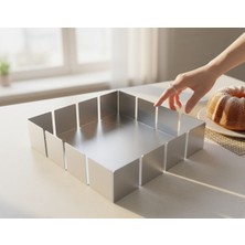 Farmtokid Paslanmaz Çelik Kek ve Pasta Kalıbı 20X20 cm – 5 cm Yükseklik – 304 Kalite