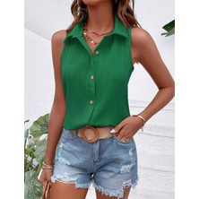 Emh Store Kadın Sıfır Kol Pamela Kumaş Gömlek