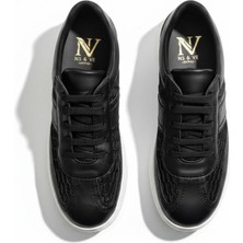 Ne&Ve Shoes Siyah Deri File Detaylı Kadın Günlük Sneaker