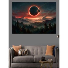 Artmeg Güneş Tutulması ve Orman Manzarası Dekoratif Kanvas - Mdf Ahşap Tablo