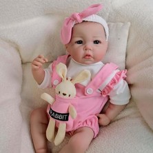 LunaDefano 48 cm (18 Inç) Pembe Reborn Bebek Gerçekçi Yumuşak Dokulu Vinil Bebek Oyuncak 3+ Yaş