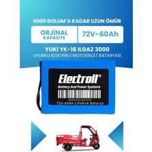 Electroll Yuki Yk-16 Ilgaz 3000 Batarya (Standart Kapasite) Lifepo4 72V 60AH Elektrikli Motosiklet Bataryası