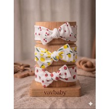 Vavbaby Kız Bebek 3’lü Ribana Fiyonklu Bandana Seti - Beyaz