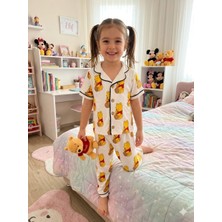 Bubiee Baby Kız Çocuk Desenli Düğmeli Pijama Takımı - %100 Pamuklu Kısa Kollu Alt Üst Set