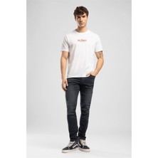 Lee Cooper Greco Erkek Regular Fit %100 Pamuk Baskılı Bisiklet Yaka T-Shirt Beyaz
