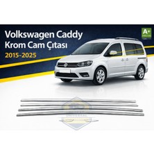 Otokap Universal Volkswagen Caddy 2015-2025 Krom Cam Çıtası Seti Parlak Paslanmaz