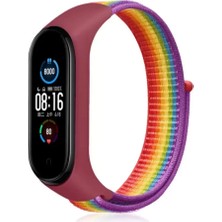 Pileli Store Newface Xiaomi Mi Band 4 Hasırlı Cırtcırtlı Kordon - Gökkuşağı