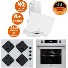 Afm Tech ve Ferre Markalı Art Sessiz Turbo Dijital Beyaz  Ankastre Set (D064-SA +FM7701 +FM-BD2201)