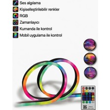 Özer Light Rgb Akıllı Pıxel Neon LED Kumandalı Sese Duyarlı Animasyonlu USB ve App Uyumlu 5 Metre