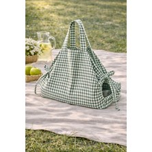 Yuvol Ayarlanabilir Bağcıklı Piknik Borcam Taşıma Çantası, Çift Katlı Kırmızı Pötikareli 50X80CM