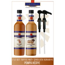 Simonelli Kahve ve Kokteyl Şurubu 2’li Çikolatalı Kurabiye Toffee Nut 700 ml Pompa Hediye