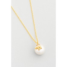 So CHIC Bereket Tılsımı 18 Ayar Sarı Altın Kaplama 55 Cm Gümüş İnci Kolye