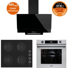 Afm Tech ve Ferre Markalı Age 8 Prog. Turbolu Siyah-Beyaz  Ankastre Set (CS205-FA + FM7701+FM3250)