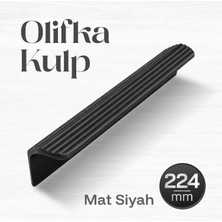 Badem10 Olifka Çizgili Mat Siyah Çekmece Kul 224 mm Modern Lüks Mobilya Dolap Çekmece Kulbu Metal