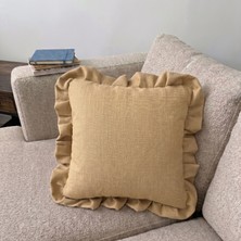 Jungolica Pet Products 2 Adet Fırfırlı Keten Kırlent Kılıfı 40X40 cm – Dekoratif Kırlent Kılıfı, Gizli Fermuarlı