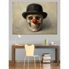 Artmeg Kırmızı Burunlu Palyaço Kurukafa Sanatı Dekoratif Kanvas - Mdf Ahşap Tablo