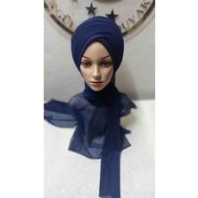 Ergül Hazır Duvak Lacivert Sarma Şal Model Duvak,hazır Duvak,düğün,hazır Şal,hazır Türban,abiye Şal,sünnet,nişan,söz