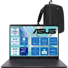 Asus Expertbook B3 (B3405CCA) Intel® Core™ Ultra 5 225H 64GB Ddr5 2tb SSD Intel® Arc™ Grafik 14"WUXGA(1920 x 1200)400 NIT,SRGB:%100 WIN11PRO Taşınabilir Bilgisayar U5225H16512B0DP24+ZETTAÇANTA