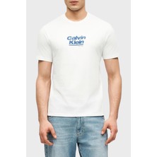 Calvin Klein Logolu % 100 Pamuk Bisiklet Yaka T Shirt LV14RF803GYAF Erkek T Shirt LV14RF803G Yaf