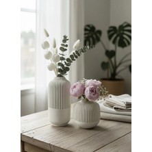 Varkal 2'li Vazo Oluklu Dekoratif Pinterest Vazo Seti