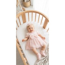 Miniday Baby Kız Bebek Mevlütlük Yazlık Elbise Bandanalı Dantelli Yeni doğan Hastane çıkışı Gelinlik Abiye 4024P